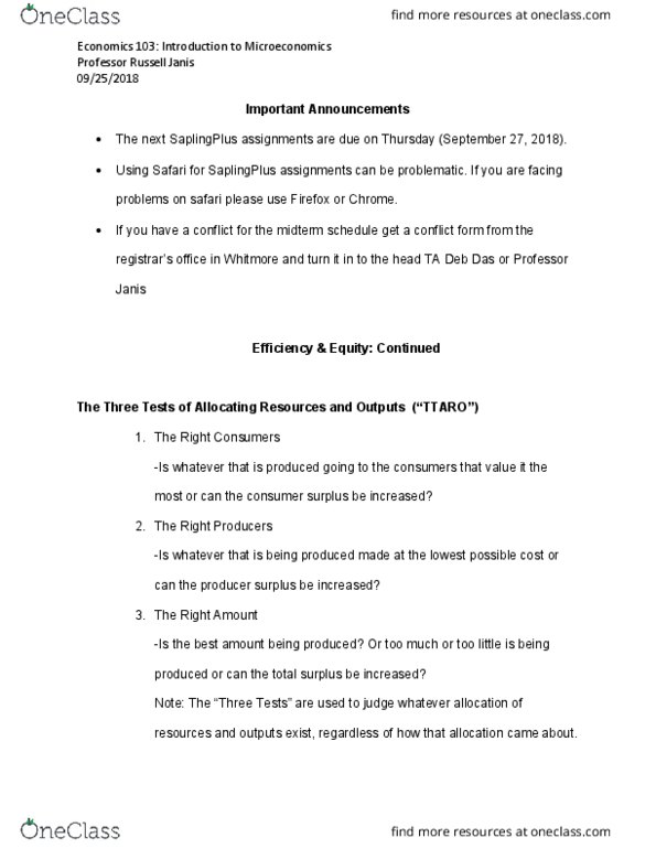 ECON 103 Lecture Notes - Lecture 7: Economic Surplus, Perfect Competition, Market Failure cover image