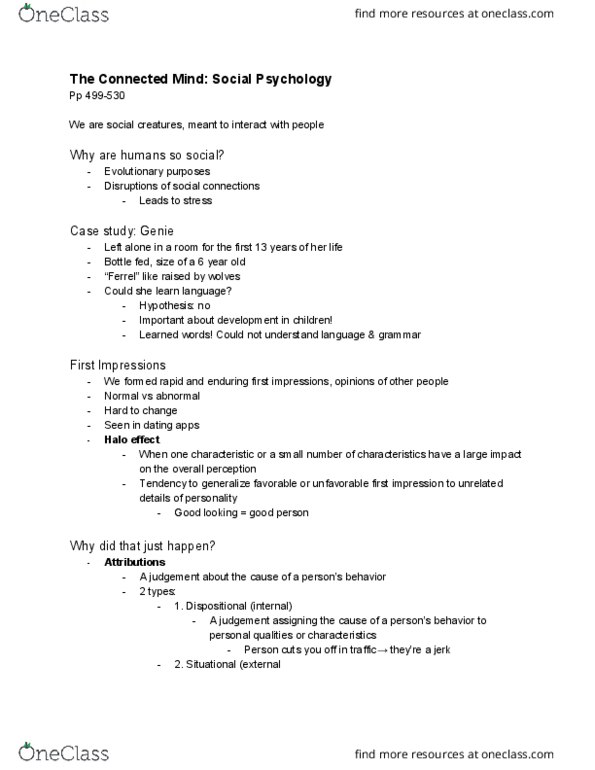 PSYCH 1100 Lecture Notes - Lecture 32: Operant Conditioning, Fundamental Attribution Error, Cognitive Dissonance thumbnail