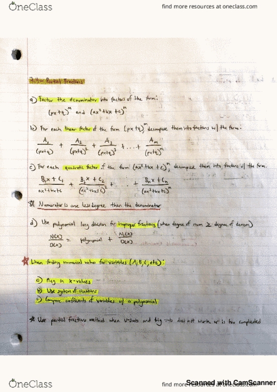 M 408D Lecture 4: 7.4 (Partial Fractions) thumbnail