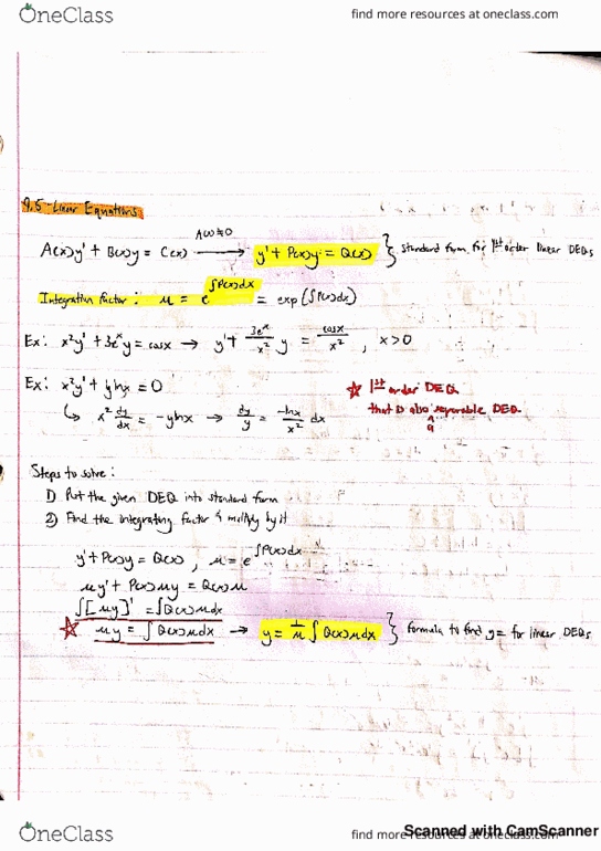 M 408D Lecture 10: 9.5 (Linear Equations) thumbnail