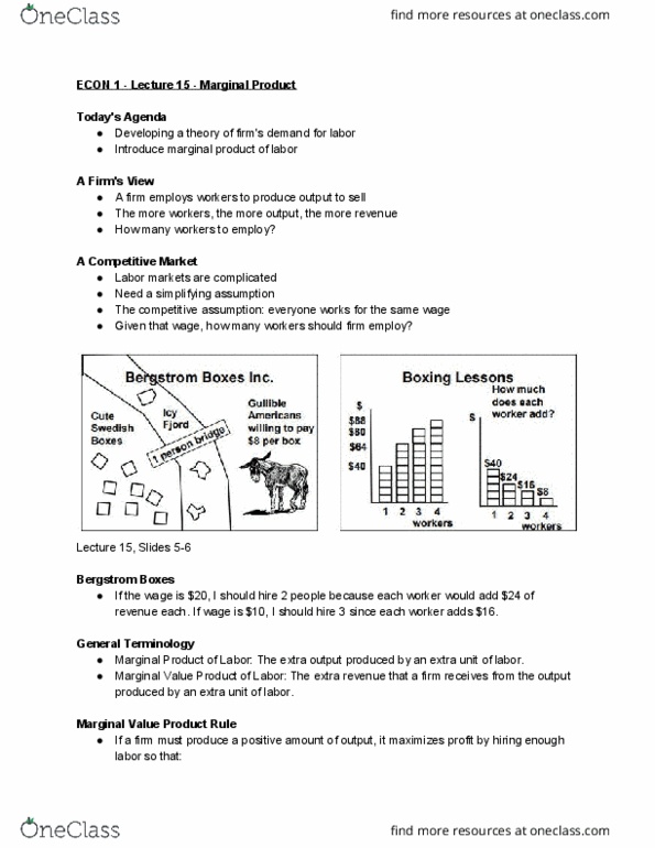ECON 1 Lecture Notes - Lecture 15: Marginal Product, Product Rule thumbnail