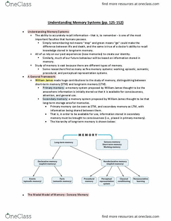 PSYB57H3 Chapter Notes - Chapter 5: Computer Data Storage, Episodic Memory, Sensory Memory thumbnail