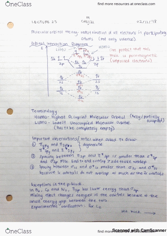 CHEM 121 Lecture 25: Orbital Interaction Diagram for Dioxygen and Exceptions for Molecules in the P-Block cover image