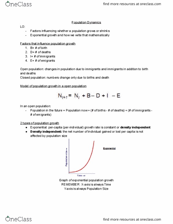 BIS 2B Lecture Notes - Lecture 5: Exponential Growth, Carrying Capacity, Logistic Function cover image