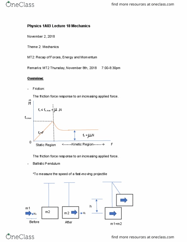 PHYSICS 1A03 Lecture 18: Physics1A03 Lecture 18 Mechanics cover image