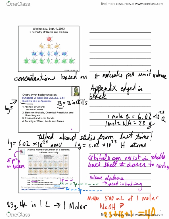 BIO-0013 Lecture Notes - Sodium Hydroxide, Lone Pair, Atomic Number thumbnail