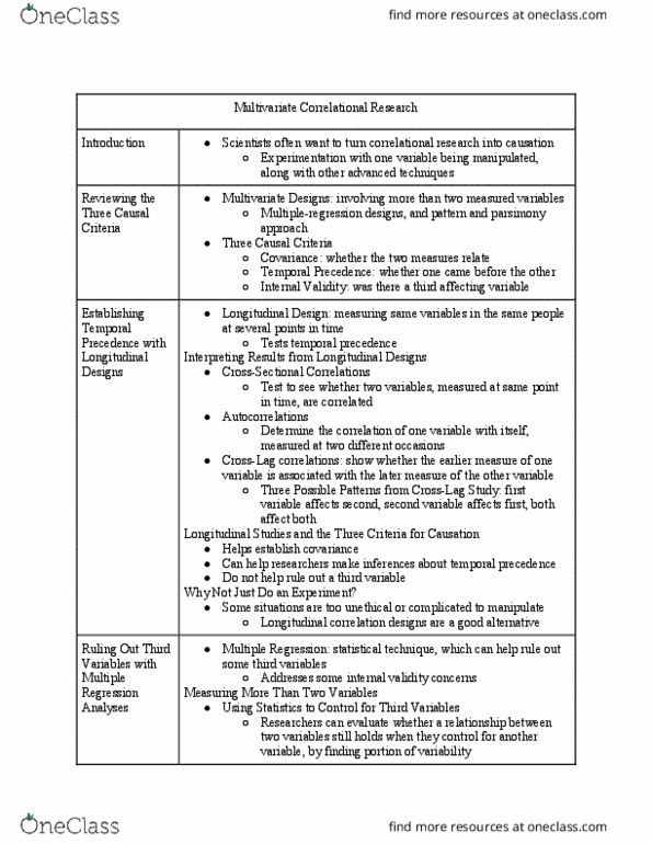 PSY 301 Chapter Notes - Chapter 9: Regression Testing, Internal Validity, Confounding thumbnail