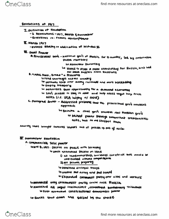 CGS SS 201 Lecture Notes - Lecture 2: Petrograd Soviet, Alexander Kerensky, Saint Petersburg thumbnail