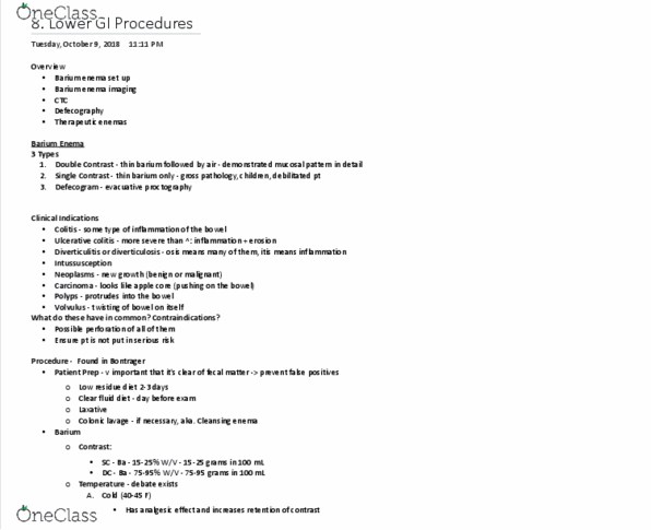MEDRADSC 2I03 Lecture Notes - Lecture 8: Lower Gastrointestinal Series, Ulcerative Colitis, Defecography thumbnail