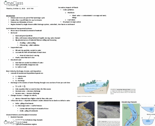 EARTHSC 2GG3 Lecture Notes - Lecture 7: Braided River, Alluvial Fan, Drainage Basin thumbnail