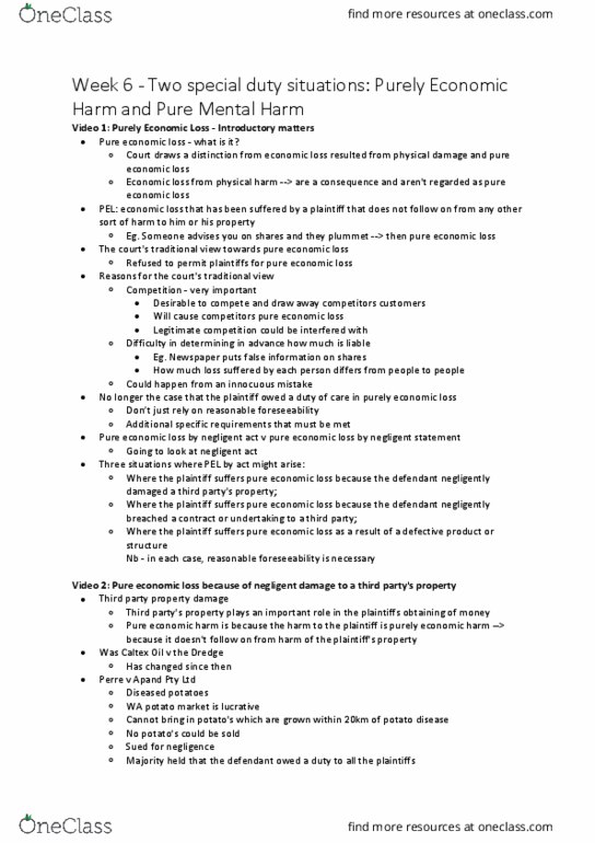 LAW1113 Lecture Notes - Lecture 6: 8 Mm Video Format, World Of A Song Of Ice And Fire, Nervous Shock In English Law thumbnail