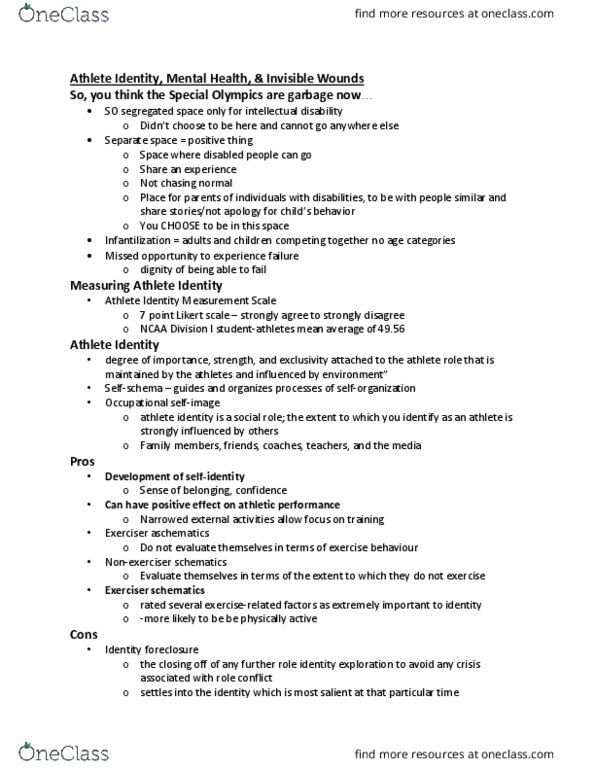 Disability Studies 2023A/B Lecture Notes - Lecture 3: Likert Scale, Invisible Disability, Intellectual Disability thumbnail