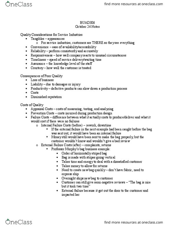 BUAD306 Lecture Notes - Lecture 19: Run Chart, Brainstorming, Dmaic thumbnail