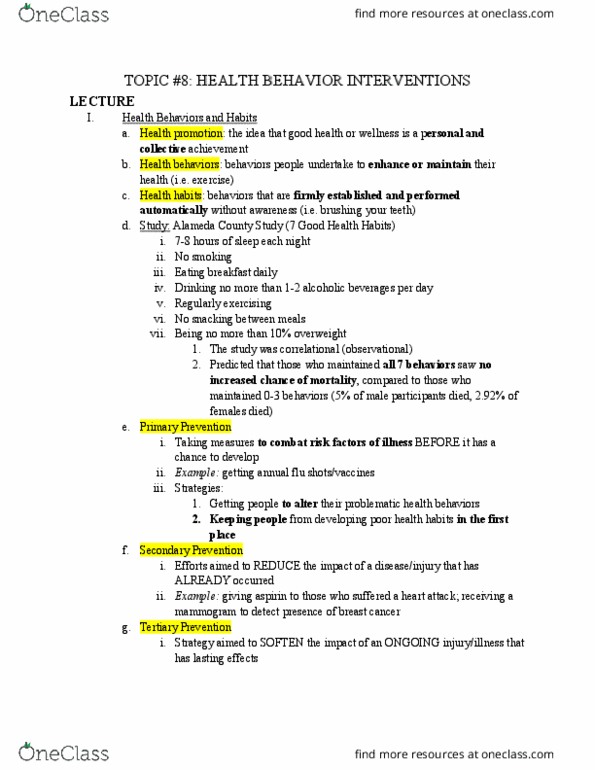 PSC 126 Lecture Notes - Lecture 8: Mammography, Health Promotion, Aspirin thumbnail