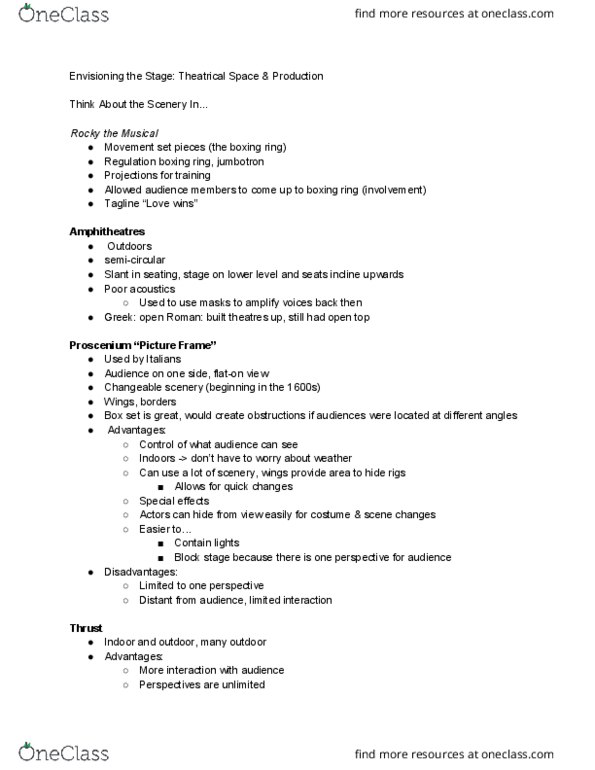 DRAM 1101 Lecture Notes - Lecture 12: Jumbotron, Proscenium thumbnail