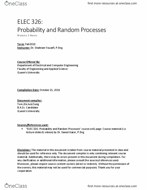 ELEC 326 Lecture Notes - Lecture 2: Bachelor Of Applied Science, Computer Engineering, Standard Deviation thumbnail