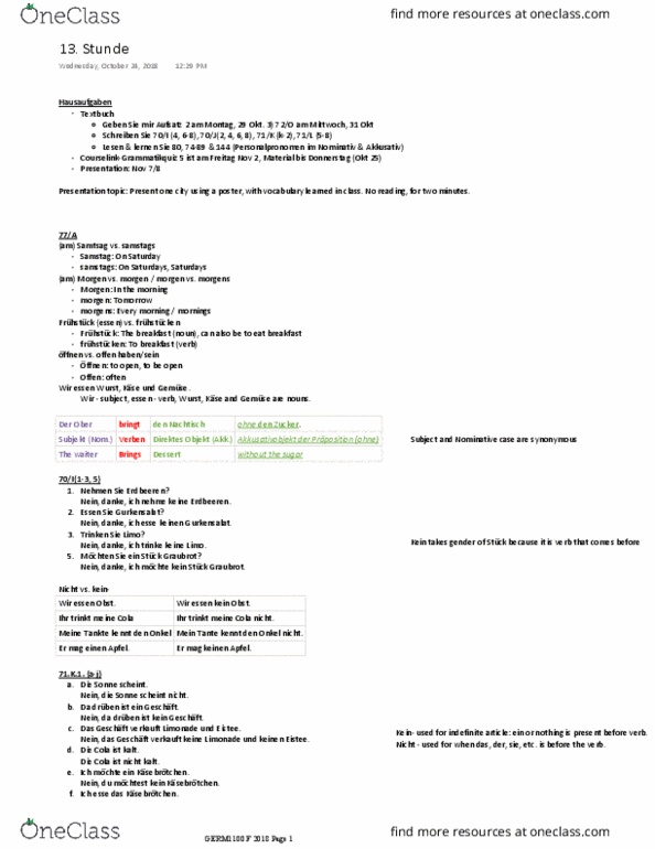 GERM 1100 Lecture Notes - Lecture 13: Limonade, Nominative Case, Akkadian Language thumbnail