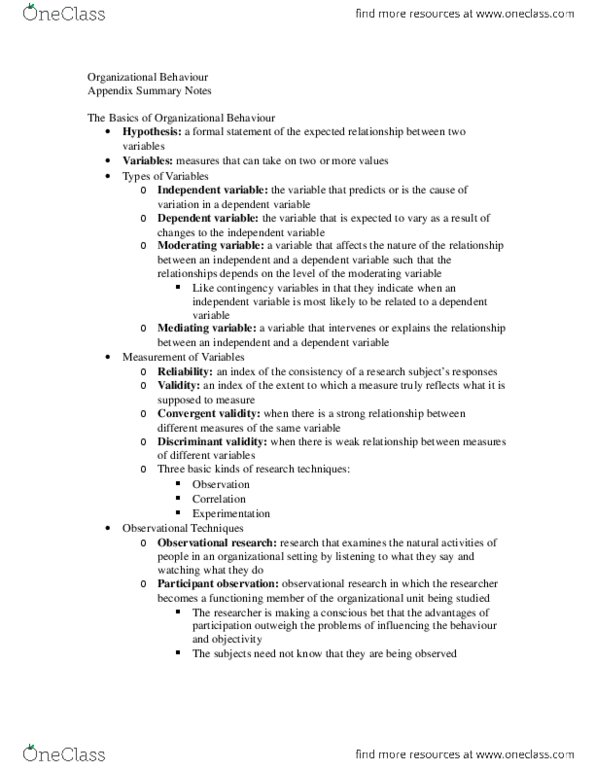 Management and Organizational Studies 2181A/B Chapter : Appendix Summary Notes.docx thumbnail