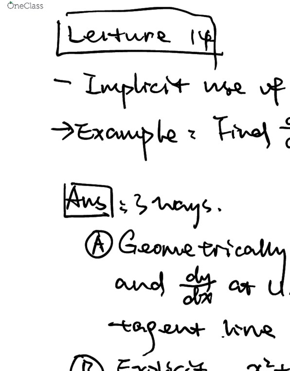 MAT 21A Lecture 14: implicit use of differentiation cover image