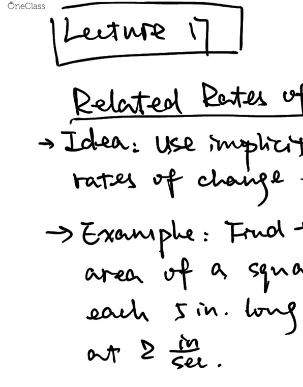 MAT 21A Lecture 17: related rate of change cover image