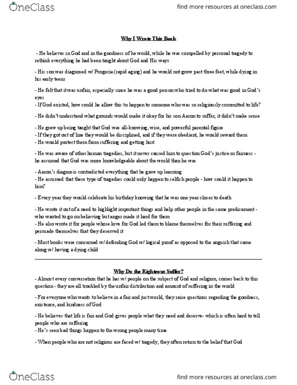 Religious Studies 1022A/B Chapter Notes - Chapter 8: Progeria, Psalm 92, Talmud thumbnail