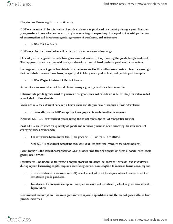 ECON1132 Chapter Notes - Chapter 5: Net Domestic Product, Weighted Arithmetic Mean, Disposable And Discretionary Income thumbnail