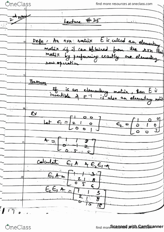 MATH136 Lecture 25: Math136Lec25- Elementary Matrix cover image