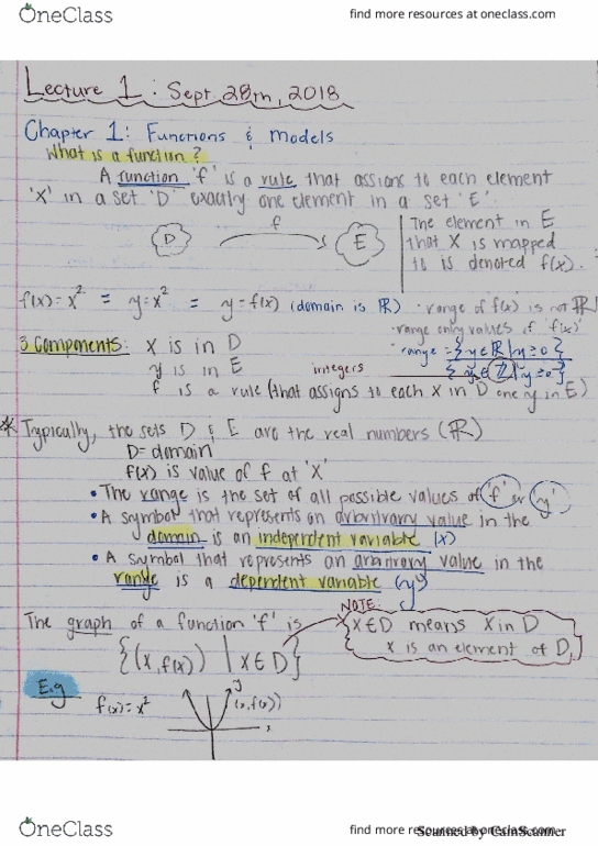 MATH 2A Lecture 1: 44080-Math 2A Lecture 1 Notes-Functions and Models cover image