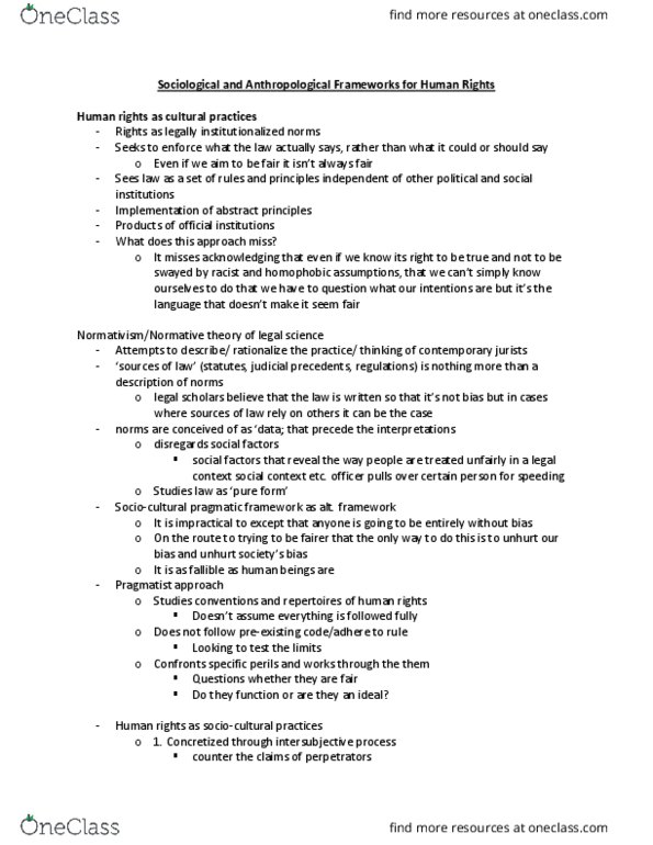 SOSC 2351 Lecture Notes - Lecture 5: American Anthropological Association, Terence Turner, Universal Declaration Of Human Rights thumbnail