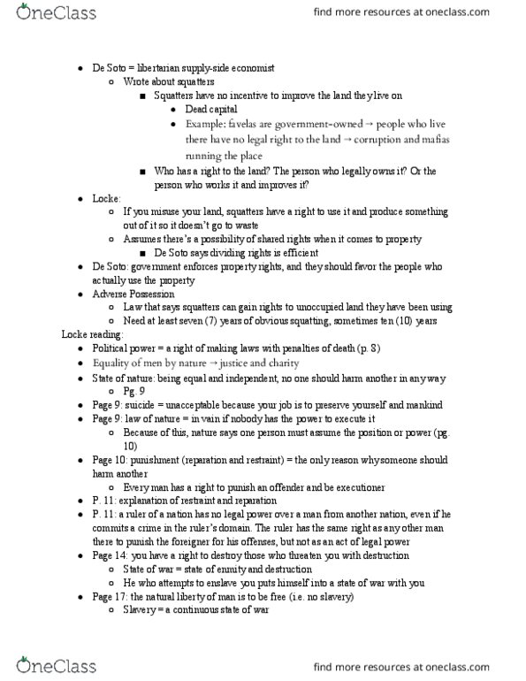 WWS 370 Lecture Notes - Lecture 4: Adverse Possession thumbnail