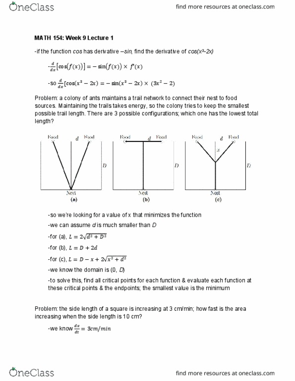 MATH 154 Lecture 24: Optimization & Related Rates cover image