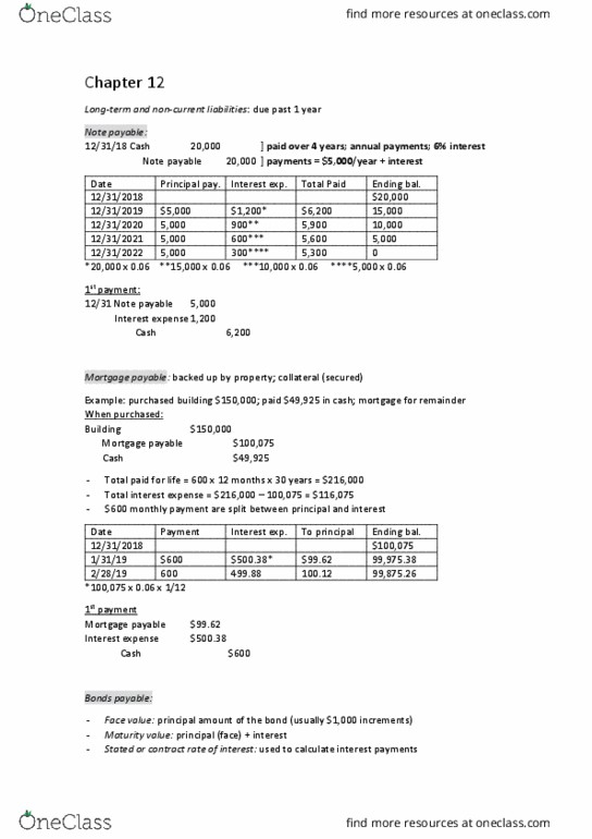 ACCT 2301 Lecture Notes - Lecture 12: Interest Expense, Market Rate thumbnail