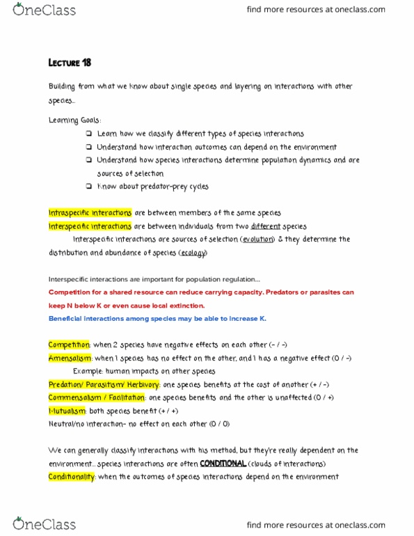 BIS 2B Lecture Notes - Lecture 18: Herbivore, Commensalism, Conditionality thumbnail