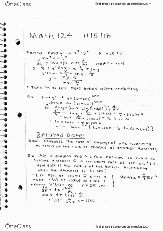 MATH 124 Lecture Notes - Lecture 18: Mathematical Notation, Watir cover image