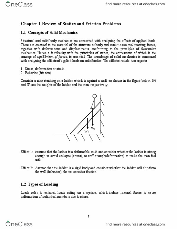 MAAE 2202 Lecture Notes - Lecture 1: Solid Mechanics, Statics, Resultant Force thumbnail