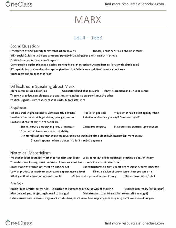 SOCI 3692 Lecture Notes - Lecture 3: The Communist Manifesto, National Workshops, Economic Surplus thumbnail