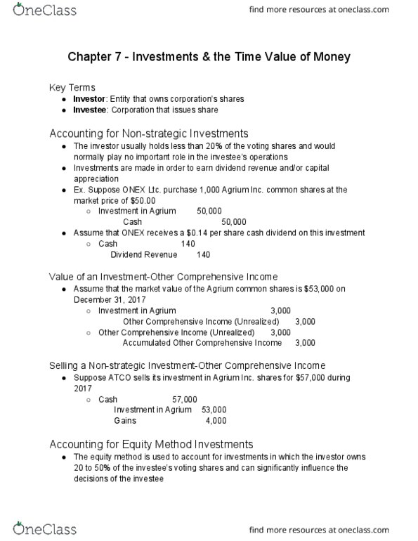 AFM101 Lecture Notes - Lecture 17: Agrium, Equity Method, Bruce Power cover image