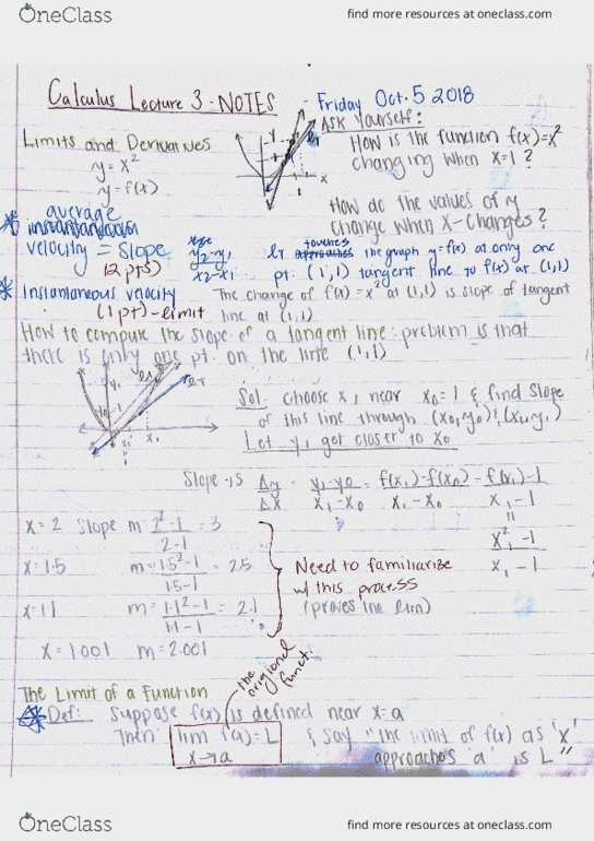 MATH 2A Lecture 3: 44080-Math 2A Lecture 3 Notes-Limits and Derivatives cover image