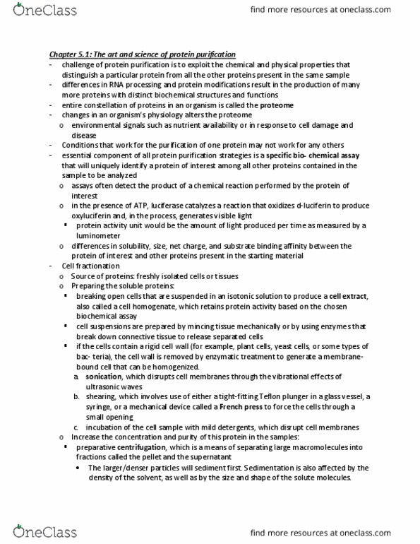 MBB 222 Chapter Notes - Chapter 5.1: Protein Purification, Enzyme Assay, Photometer thumbnail