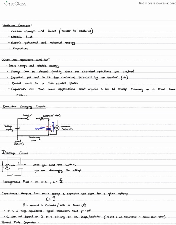 PHYSICS 5C Lecture Notes - Lecture 7: Farad, Resistor, Electric Field thumbnail