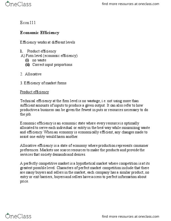ECON 111 Lecture 9: economic efficency thumbnail