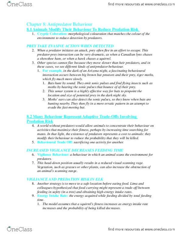 LIFESCI 2D03 Chapter Notes - Chapter 8: Stotting, Lasius thumbnail