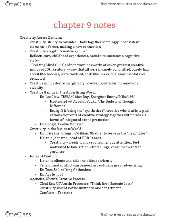 ADV 318J Chapter 9: Chapter 9 Notes thumbnail