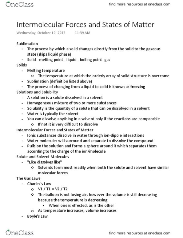 CHEM 105 Lecture 15: Intermolecular Forces and States of Matter thumbnail