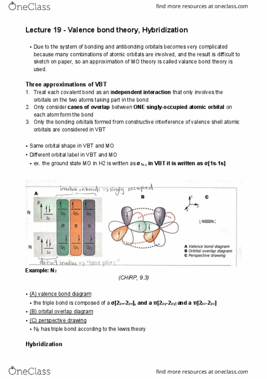 CHEM 121 Lecture 19: Chapter 9: Valence bond theory, Hybridization cover image
