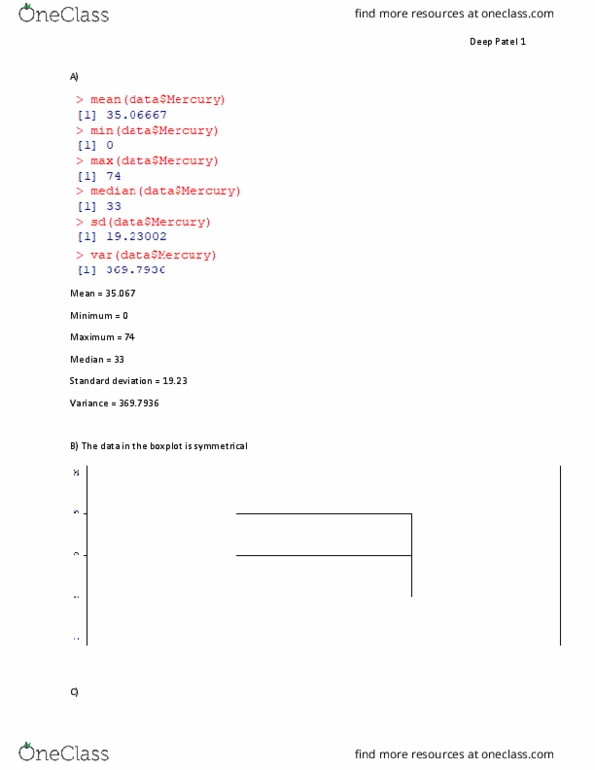 STAT202 Lecture Notes - Lecture 1: Box Plot, Standard Deviation, Scatter Plot thumbnail