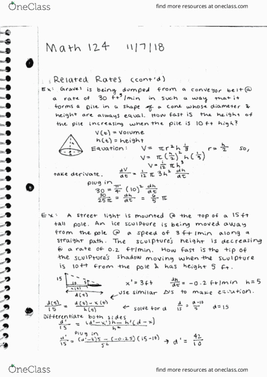 MATH 124 Lecture 19: Related Rates & Linear Approximation cover image