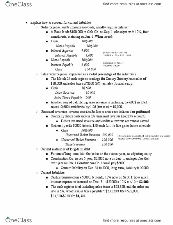 ACCT207 Lecture Notes - Lecture 9: Cash Register, Promissory Note, Current Liability thumbnail