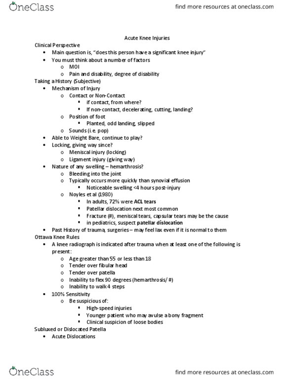 Kinesiology 2236A/B Lecture Notes - Lecture 16: Hemarthrosis, Radiography, Pediatrics thumbnail