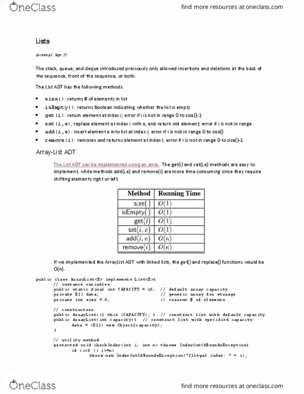 CSI 2110 Lecture Notes - Lecture 6: Double-Ended Queue, Doubly Linked List, Forego thumbnail